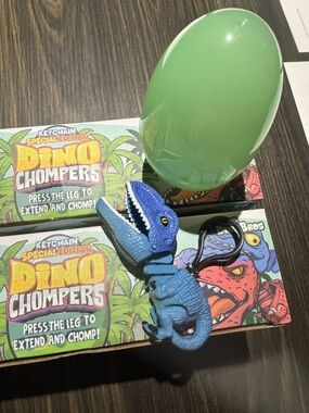 Dino Chompers Blue Dinosaur Keychain - Reptile Pet Toy Accessory